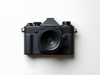 Black Camera Front View on White Background