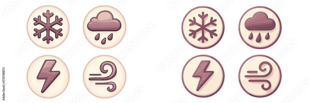Poster weather icons depicting different atmospheric conditions for communication and design