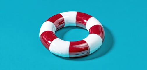 The Lifebuoy on a Turquoise Background Symbolizing Safety and Summer Rescue Concept