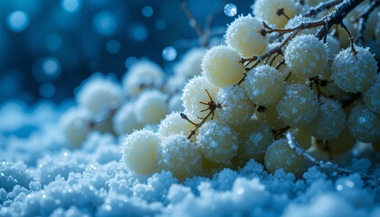 Frozen Grapes with Frost Crystals – Winter Fruit Concept 4K