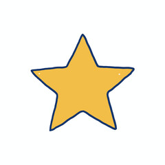 Obraz premium A simple, hand-drawn yellow star with a blue outline, designed in a charming and playful doodle style.