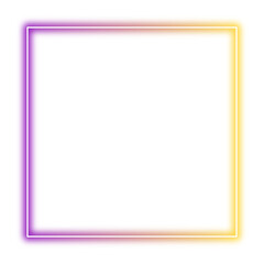 Neon pink yellow frame png. Glowing frame on transparent background