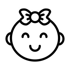 Line drawing of cute baby sitting on white background, feeling cute and happy, isolated baby or infant, flat vector illustration