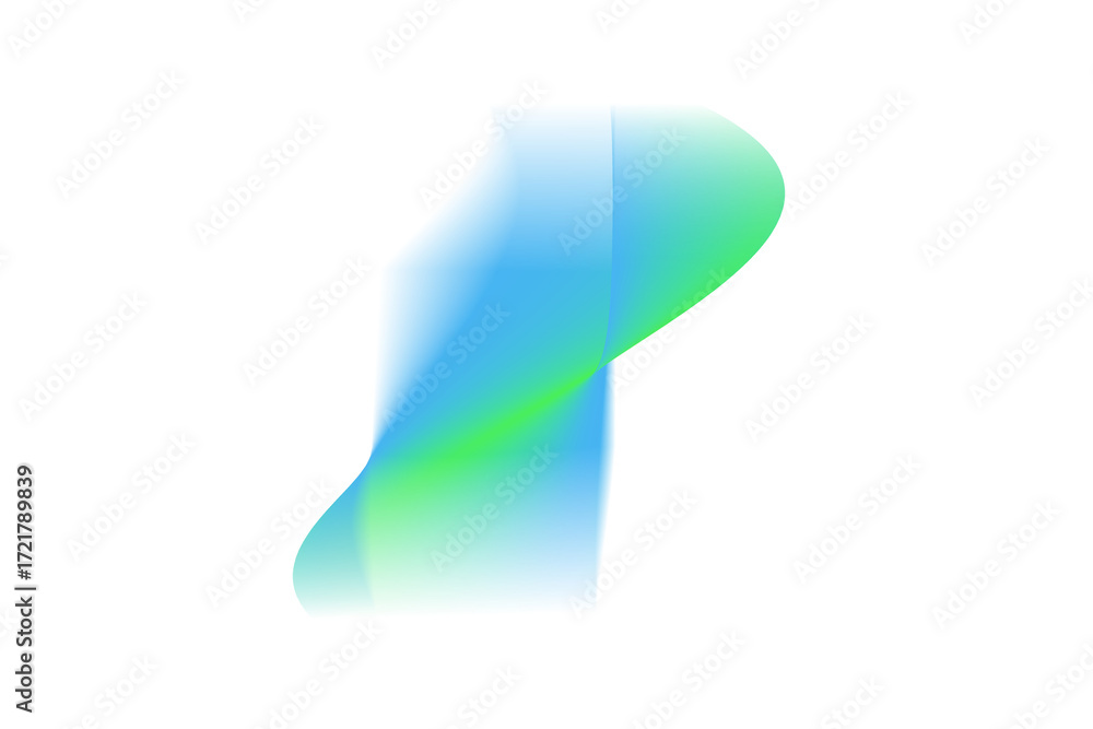 Poster abstract green and blue light beam wave with glowing motion blur effect isolated on transparent back