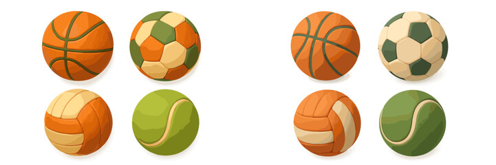 Obraz premium Colorful balls for sports displayed on a white background, showcasing various designs and textures, suitable for different games and activities