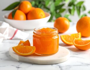 Orange marmalade in a glass jar