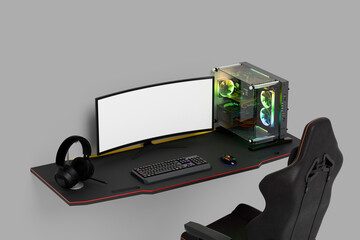 Gaming Monitor Blank Mockup