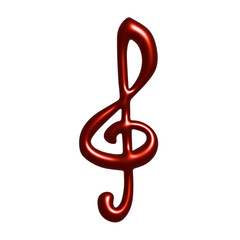 Fototapeta premium 3d treble clef. Hand drawn musical symbol. Single element for print, web, design, decor, logo