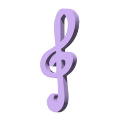 3d treble clef. Hand drawn musical symbol. Single element for print, web, design, decor, logo