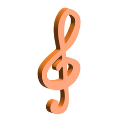 Fototapeta premium 3d treble clef. Hand drawn musical symbol. Single element for print, web, design, decor, logo