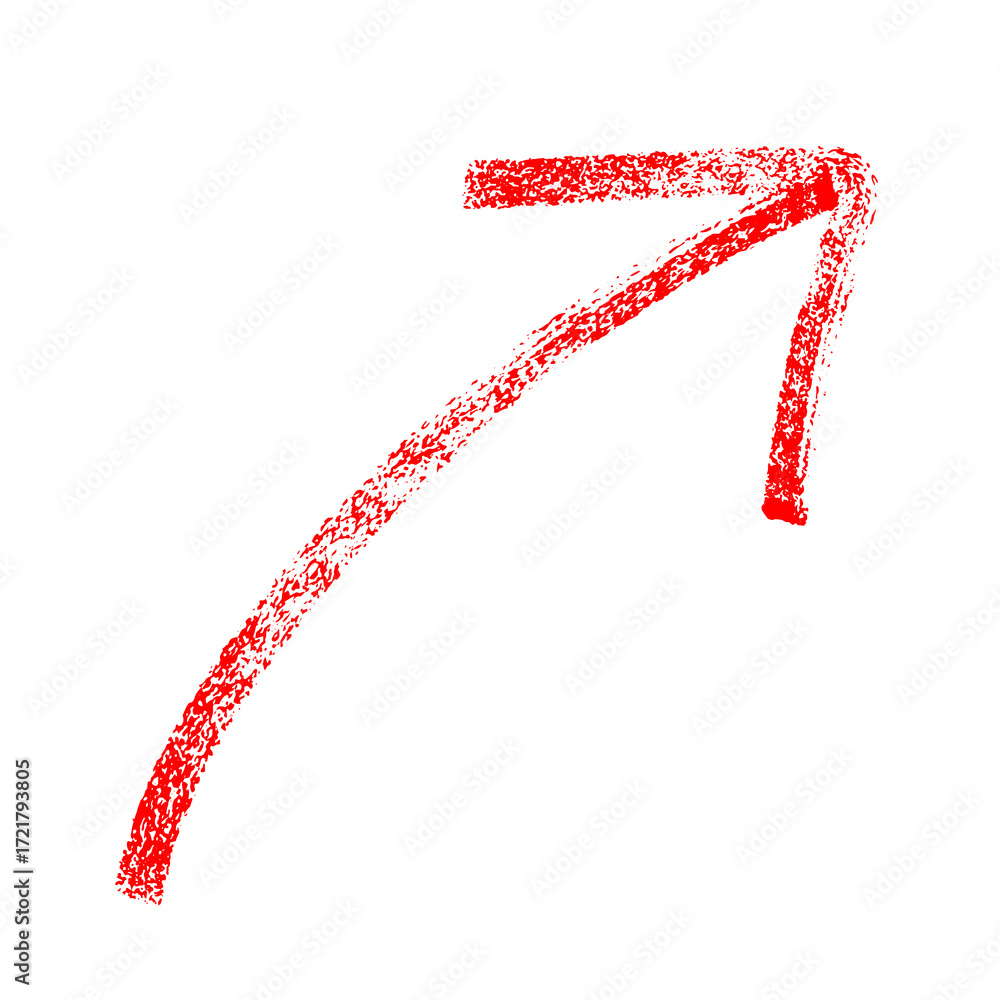Poster red grunge sketch arrow isolated on transparent background for highlight
