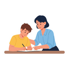 Fototapeta premium Tutoring Session Teacher Guiding Student in Studies