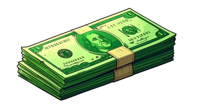 Stack of green dollar bills