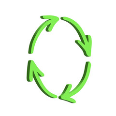 3d recycle arrow icon Recycling resources symbol Reuse of materials, zero waste, green environment, saving the planet