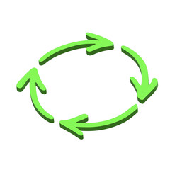3d recycle arrow icon Recycling resources symbol Reuse of materials, zero waste, green environment, saving the planet