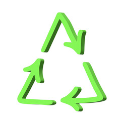 3d recycle arrow icon Recycling resources symbol Reuse of materials, zero waste, green environment, saving the planet