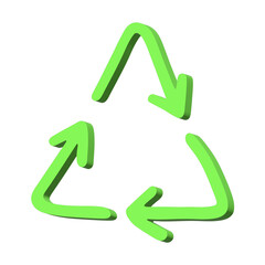3d recycle arrow icon Recycling resources symbol Reuse of materials, zero waste, green environment, saving the planet
