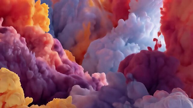 Abstract colorful ink cloud formations