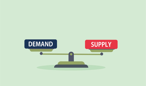 demand and supply on the balance scale
