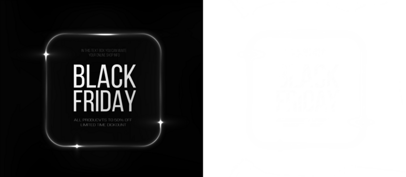 Introducing a sleek Black Friday PNG overlay with a transparent background, perfect for photo designs.