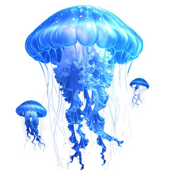 A glowing blue jellyfish