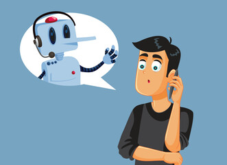 Man Being Fooled by Ai Scam Vector Cartoon Illustration. Person being deceived by the use of artificial new technology
