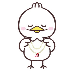 ネックレスを合わせる白い鳥のイラスト