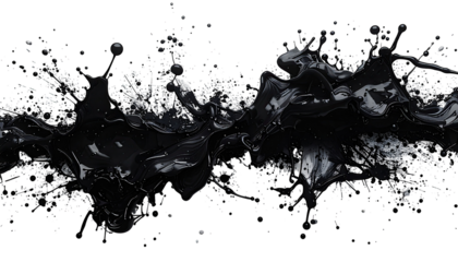 Black liquid splashes on a black background
