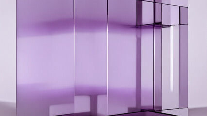 Purple transparent glass blocks abstract background