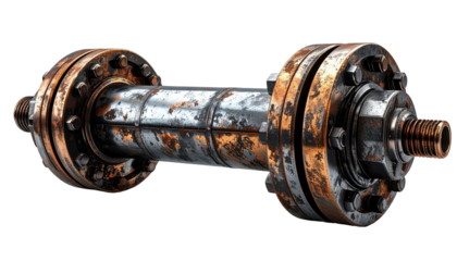 Rusty, industrial dumbbell.  Heavy metal