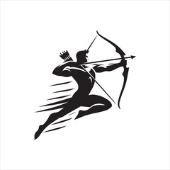 Fototapeta premium Dynamic Silhouette of an Archer Aiming Arrow with Speed Lines.