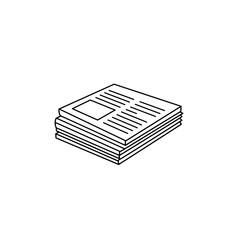 Stack of newspapers in simple line art style  