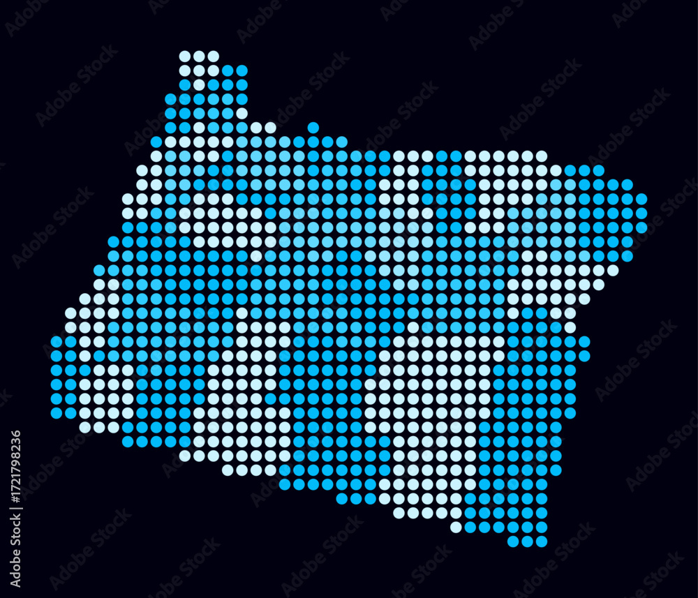 Poster oregon dotted map. digital style map of the state on dark background. oregon shape with circle dots.
