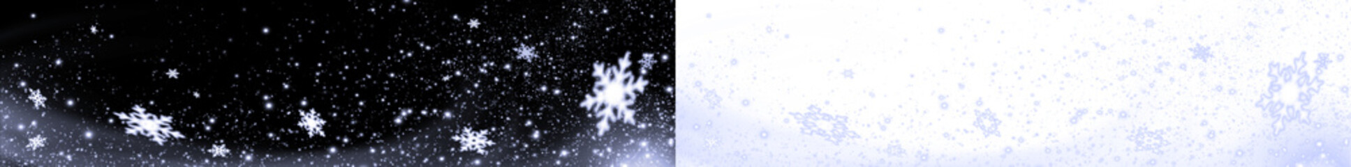 Snowfall overlay featuring delicate snowflakes on a dark background transitioning to a light backdrop, creating a magical winter atmosphere for creative projects and designs
