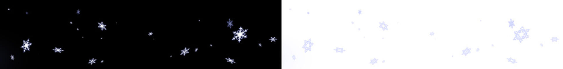 Snowflakes falling gently on contrasting backgrounds, creating a magical winter atmosphere with a...