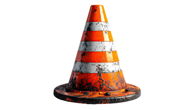 Worn traffic cone