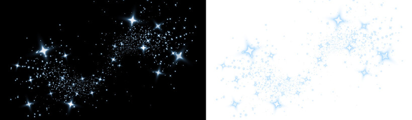 Sparkling star overlay illustration with shimmering effects on black and white backgrounds, ideal for creative projects and enhancing visual storytelling with magical elements