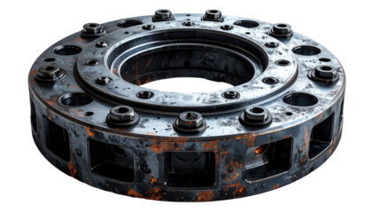 Industrial circular machine part with rust