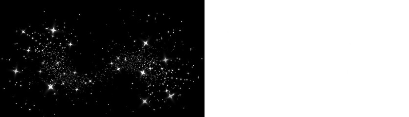 Sparkling star overlay on a black background, creating a magical atmosphere for design projects,...