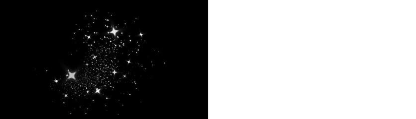 Sparkling star overlay on a dark background, creating a magical atmosphere, ideal for design projects, invitations, or festive themes with copy space for text
