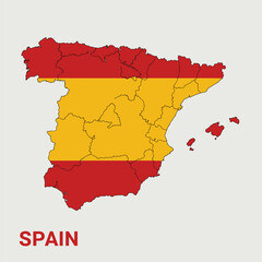 Abstract Spain National Day Design with Dynamic Cultural Symbols and Red and Yellow Palette Vector