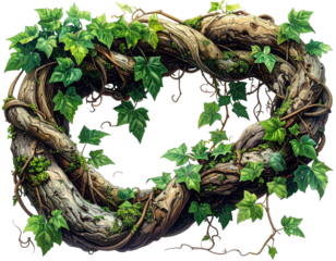 Intricate knot of entwined wood and ivy