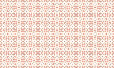 A repeating pattern of peach and orange floral shapes on a white background creating a wallpaper effect