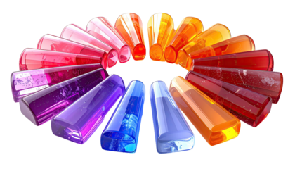 Colorful cylindrical shapes arranged in a circle