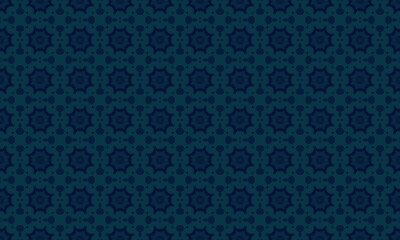 Dark blue floral pattern with repeating geometric shapes in a symmetrical arrangement design element
