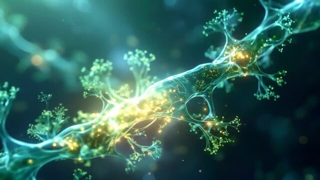 Microscopic View of Neuron Connections.