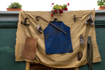 Decoración exterior para la celebración de la romería de Santa María de Guía en la isla de Gran Canaria, España