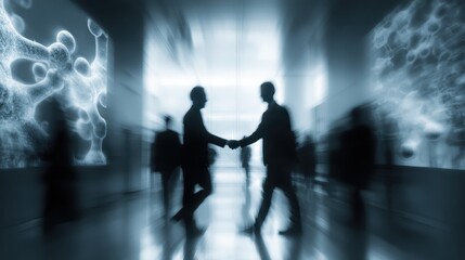 Business Partners Shaking Hands in Modern Technology Environment
