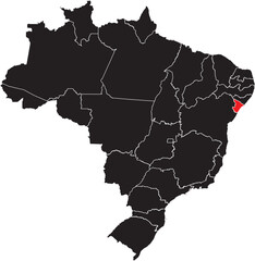 Sergipe State Highlighted on Brazil Map