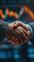Business Partnership Agreement with Handshake in Financial Environment